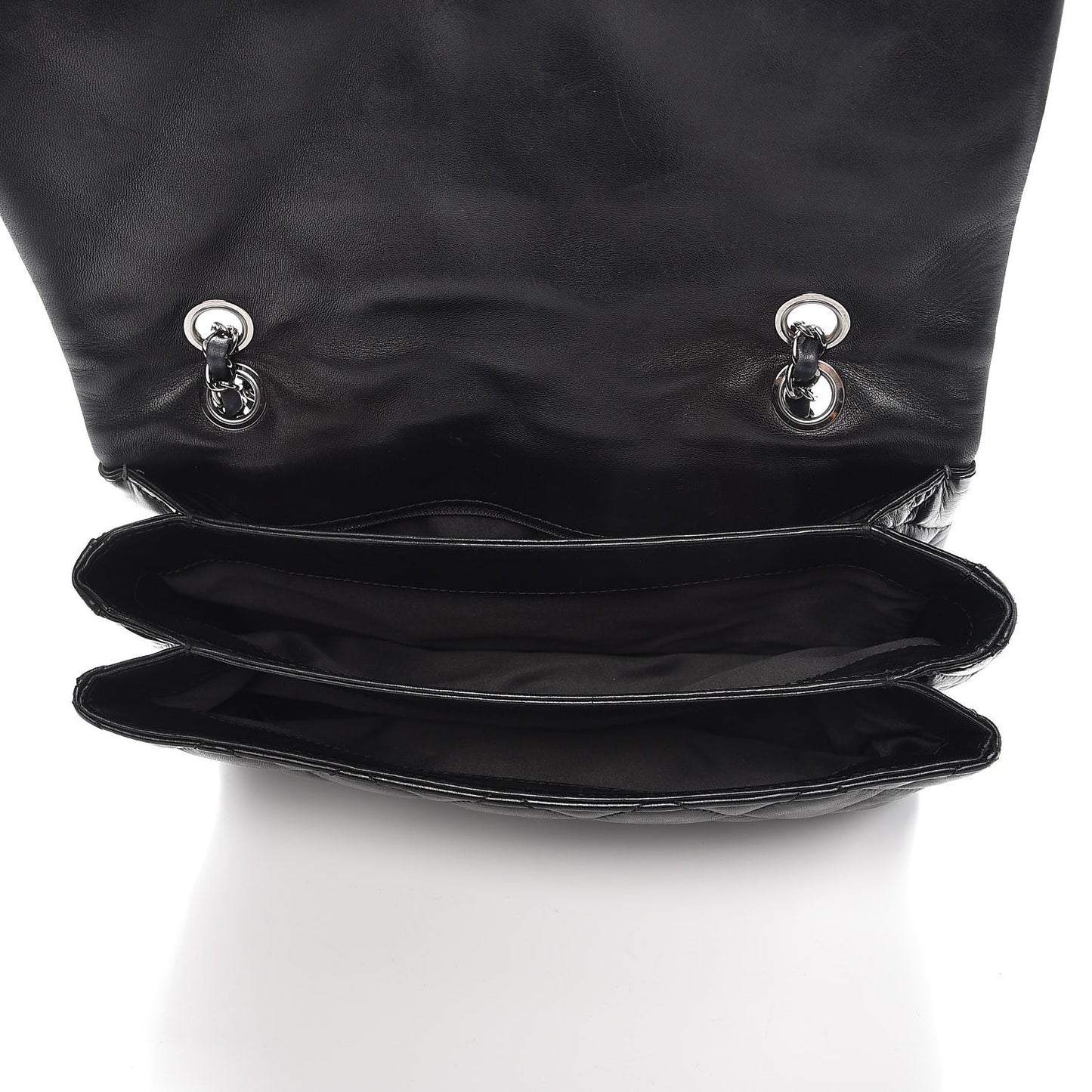 Lambskin Quilted Maxi 3 Flap Black