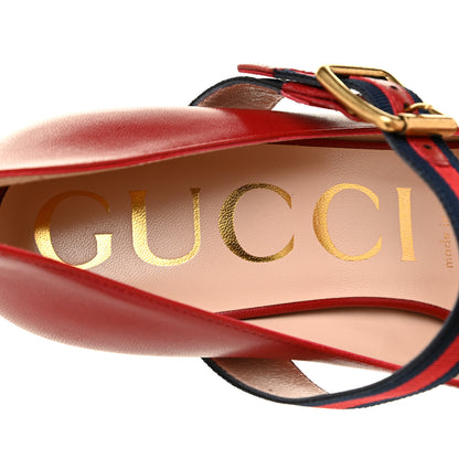 Gucci Malaga Kid Sylvie Web Mid Heel Pumps 36.5 Hibiscus Red 8 of 10