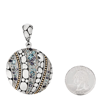 John Hardy Sterling Silver 18K Yellow Gold Blue Topaz Iolite Aquamarine Kali Lavafire Pendant 2 of 4