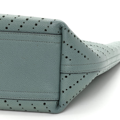 Chanel Perforated Grained Calfskin Small Shopping Tote Green 9 of 11