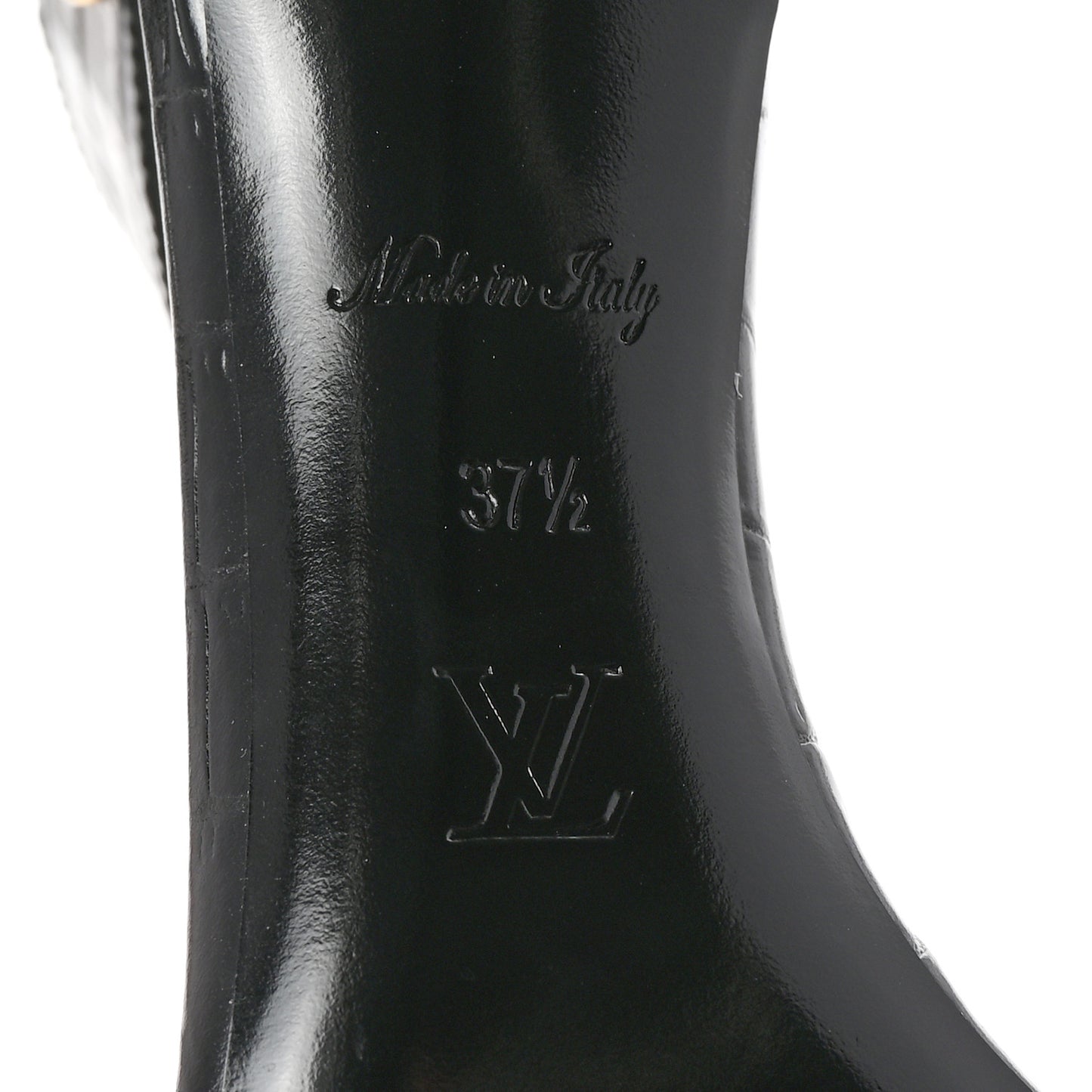 Calfskin Crocodile Embossed Horizon Sandals 37.5 Black