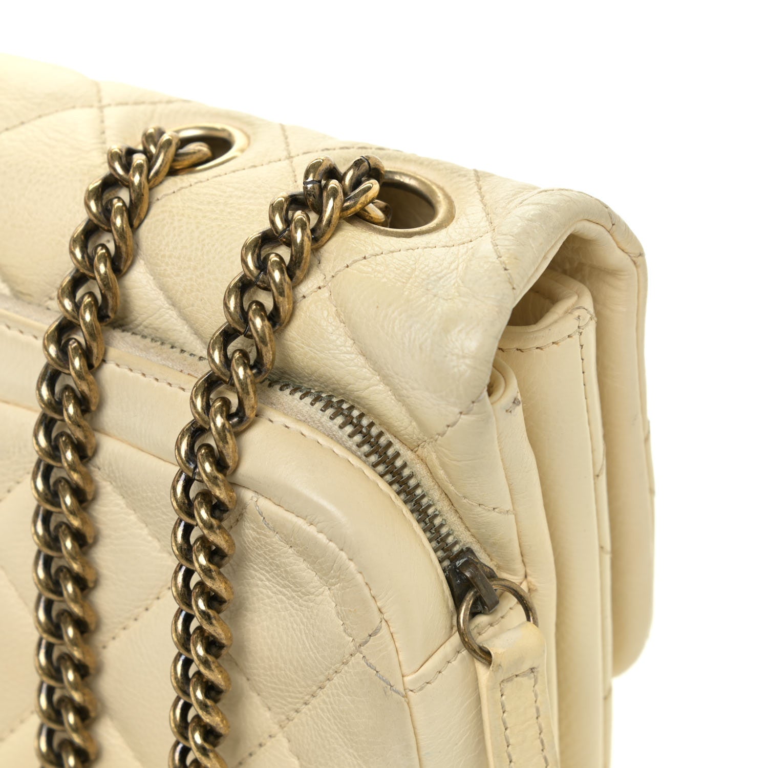 Chanel Calfskin Quilted Medium CC Crown Flap White 18 of 19