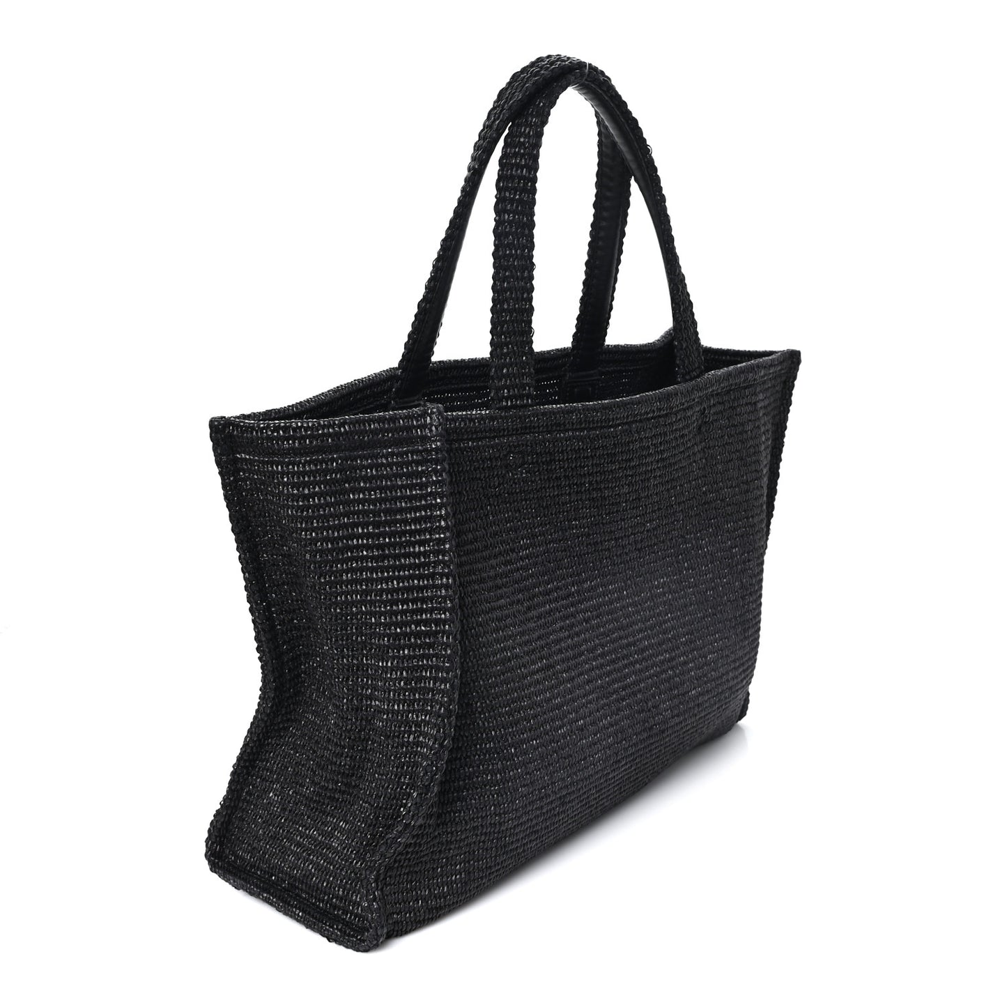 Raffia Large G Shopping Tote Black