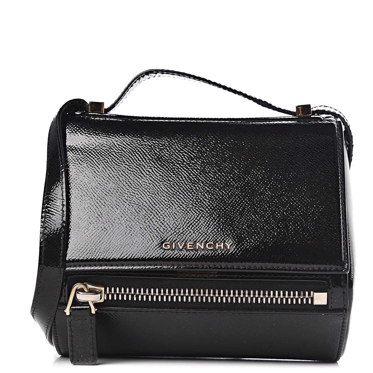 Givenchy Textured Patent Calfskin Mini Pandora Box Crossbody Bag Black 1 of 18