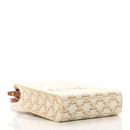 Celine Triomphe Canvas Calfskin Mini Vertical Cabas White 4 of 10