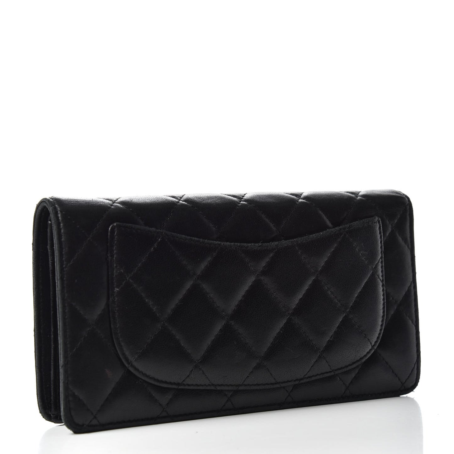 Lambskin Quilted Yen Wallet Black