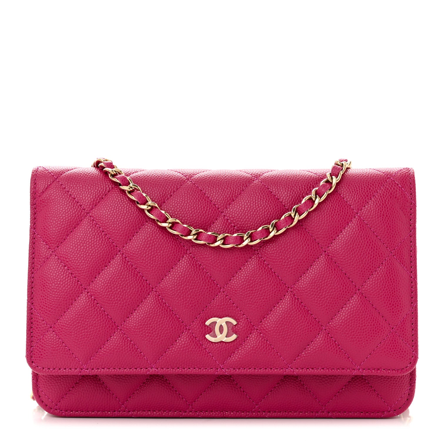 Chanel Caviar Quilted Wallet on Chain WOC Fuchsia 1 of 11