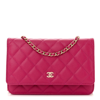 Chanel Caviar Quilted Wallet on Chain WOC Fuchsia 1 of 11