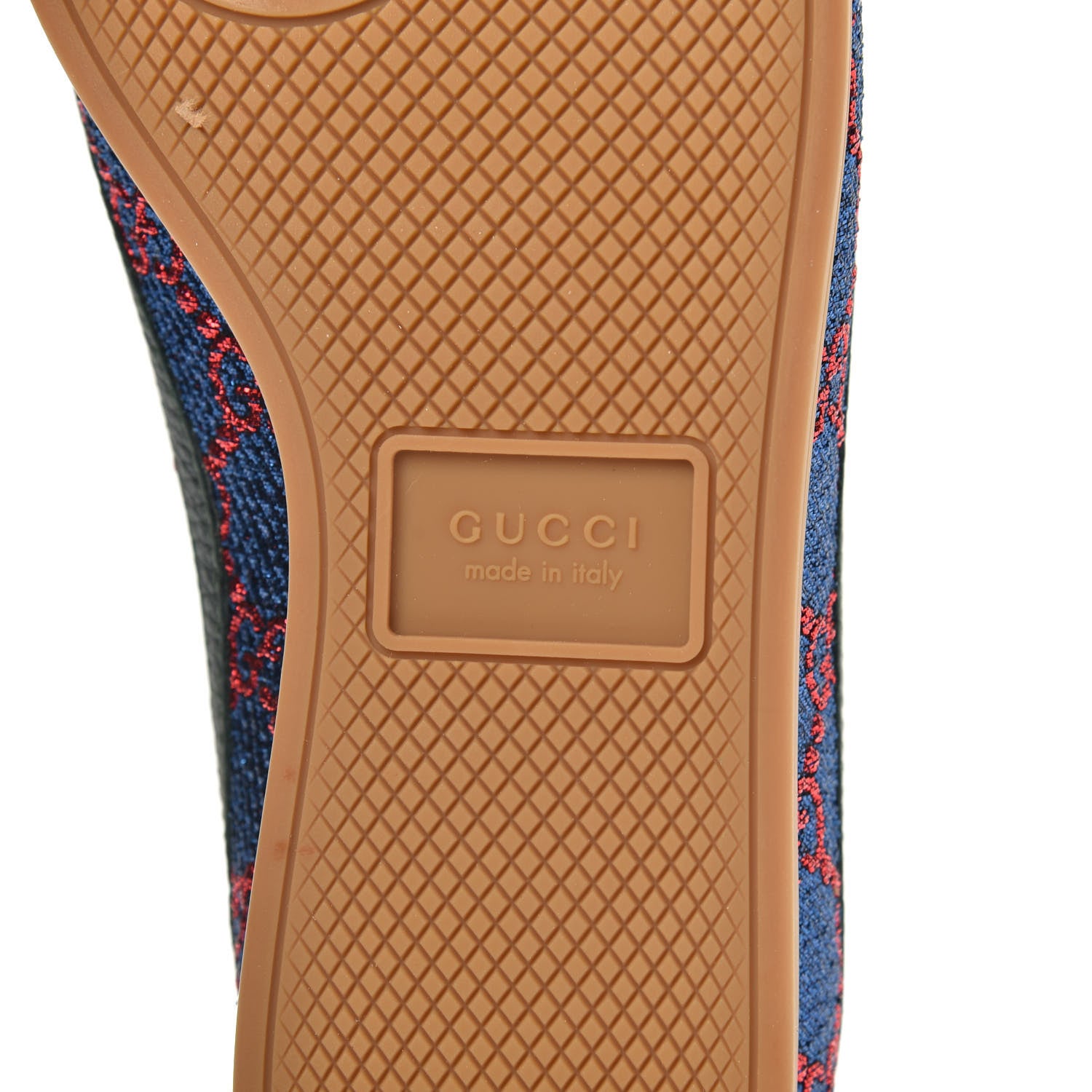 Gucci Lurex Calfskin Web GG Monogram Womens Falacer Sneakers 37.5 Iridescent Blue Iridescent Red Silver 7 of 10