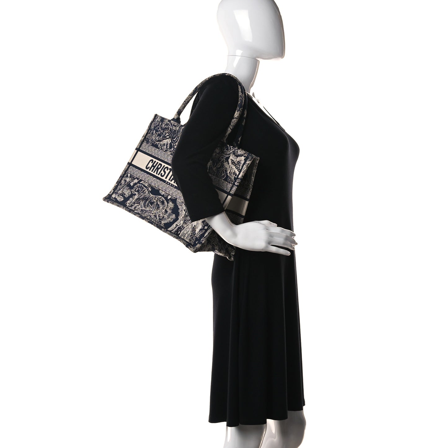 Canvas Embroidered Medium Dioriviera Toile De Jouy Book Tote Blue