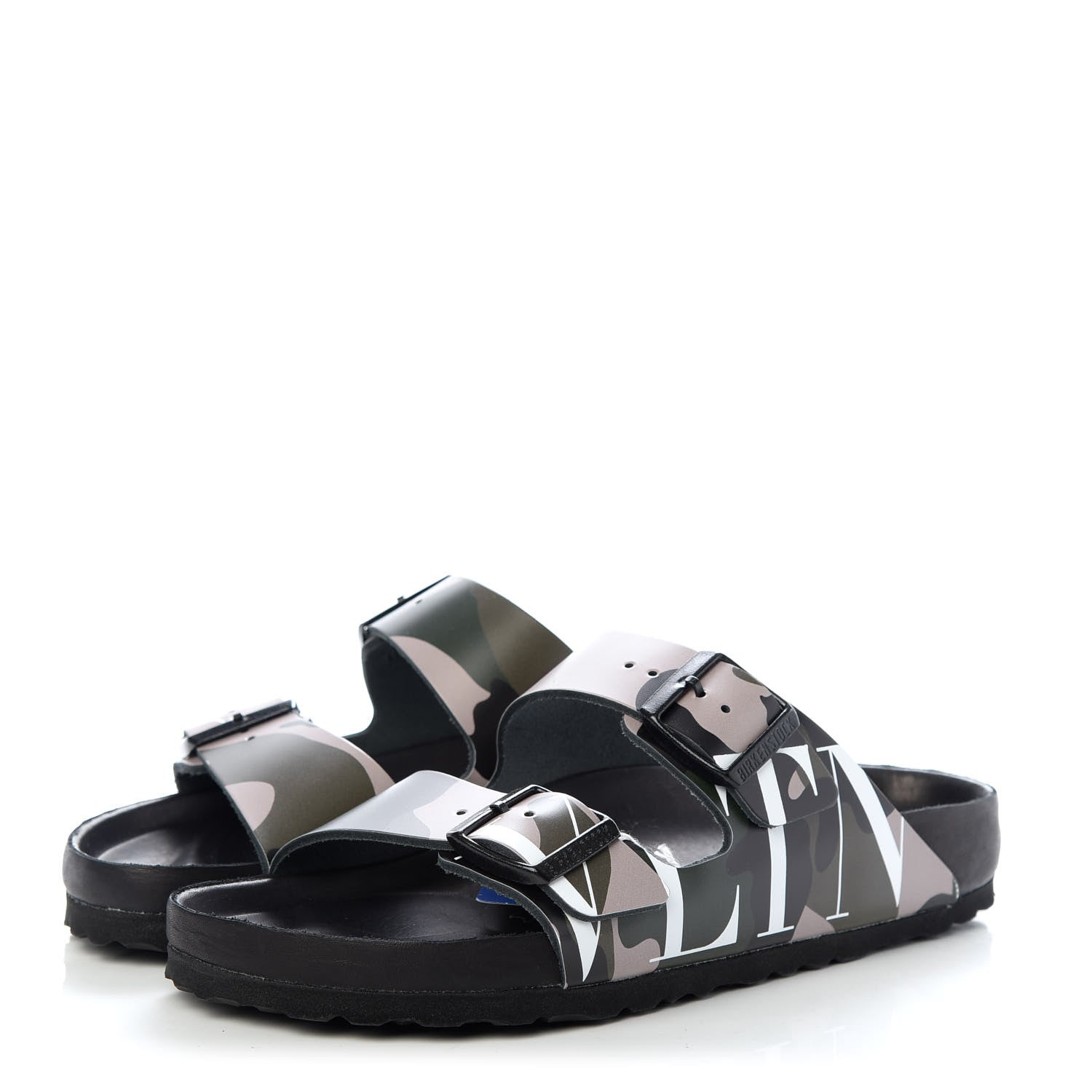 Valentino Garavani X BIRKENSTOCK Calfskin VLTN Arizona Slide Sandals 38 Army Green Poudre 3 of 9