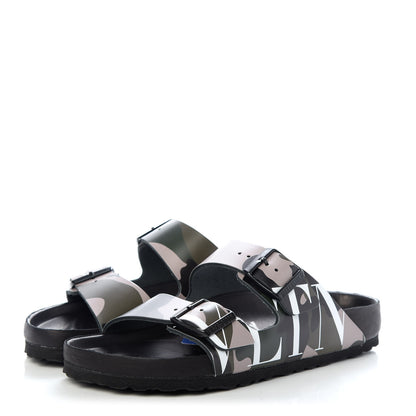 Valentino Garavani X BIRKENSTOCK Calfskin VLTN Arizona Slide Sandals 38 Army Green Poudre 3 of 9
