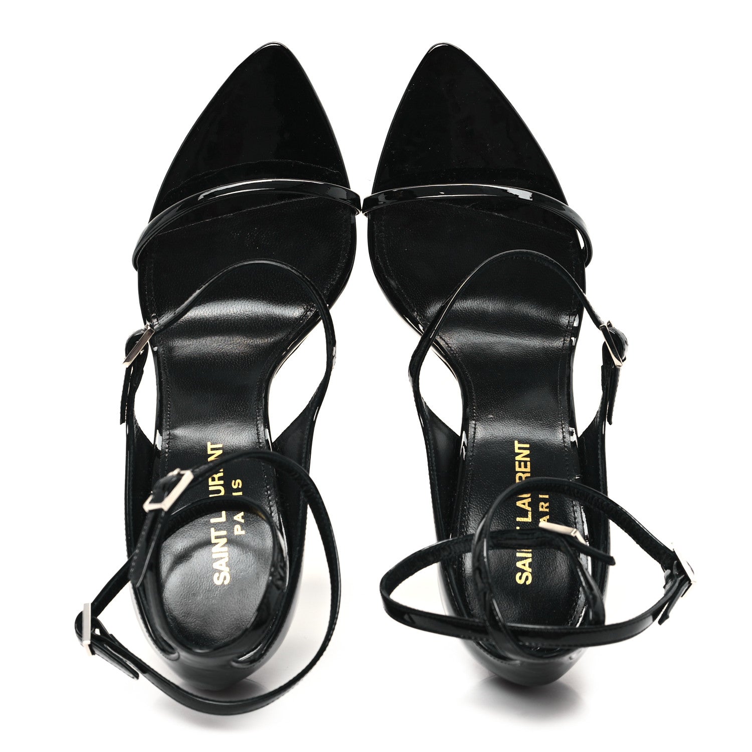 Saint Laurent Patent Calfskin Dita 110 Sandals 38 Black 2 of 10