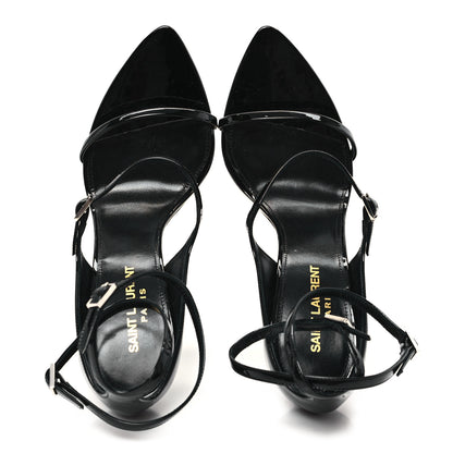 Saint Laurent Patent Calfskin Dita 110 Sandals 38 Black 2 of 10