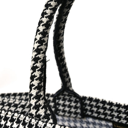 Christian Dior Canvas Houndstooth Embroidered Book Tote Black White 11 of 11