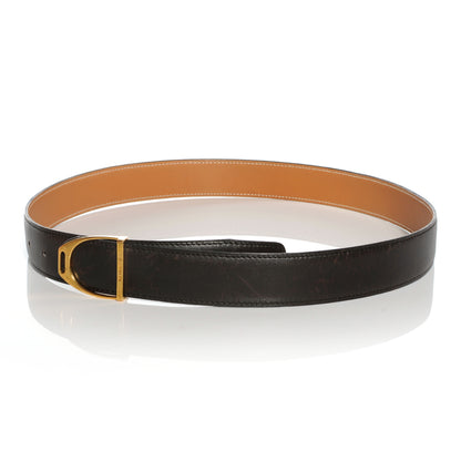 Hermes Box and Chamonix Reversible 32mm Stirrup Belt Noir Natural 80 4 of 10