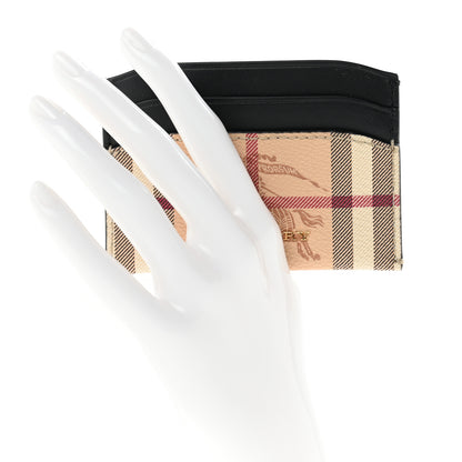 Burberry Soft Grain Calfskin Haymarket Check Izzy Card Case Black 2 of 7