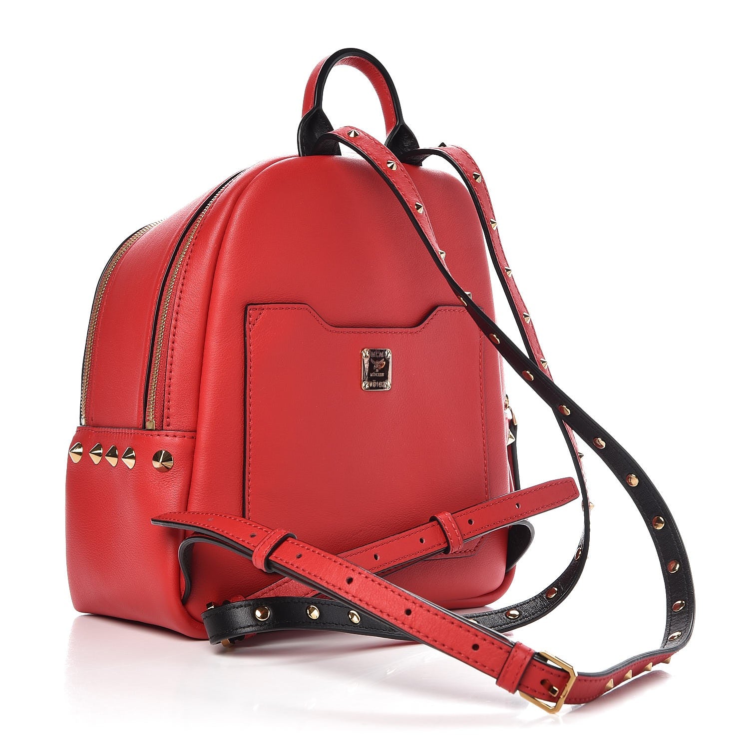 MCM Calfskin Mini Duchess Polke Studs Backpack Red 3 of 11