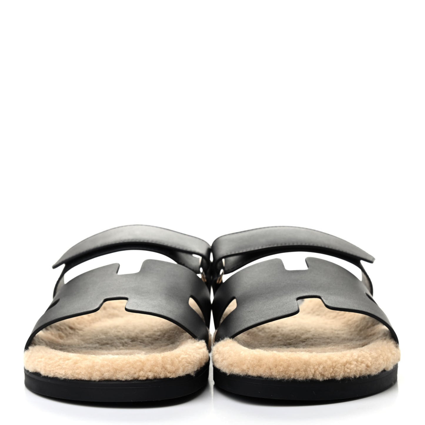 Veau Indios Woolskin Mens Chypre Sandals 44 Black Ecru