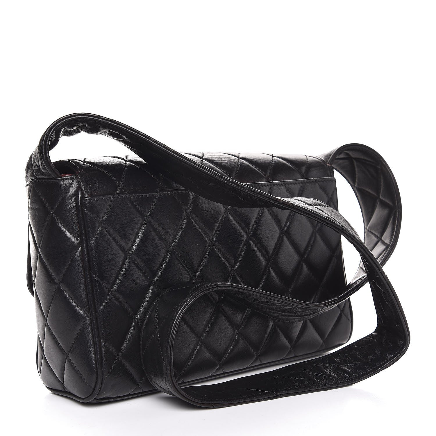 Chanel Lambskin Quilted CC Single Flap Shoulder Bag Black 2 of 10