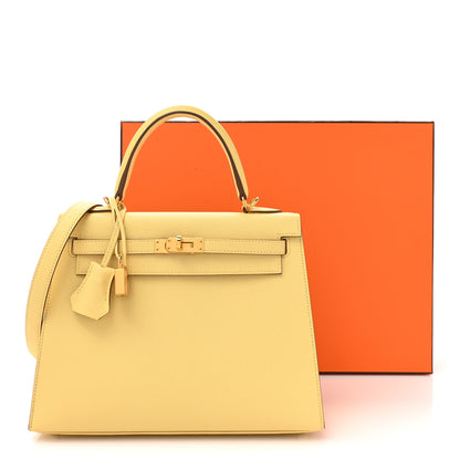 Hermes Epsom Kelly Sellier 25 Jaune Poussin 10 of 10
