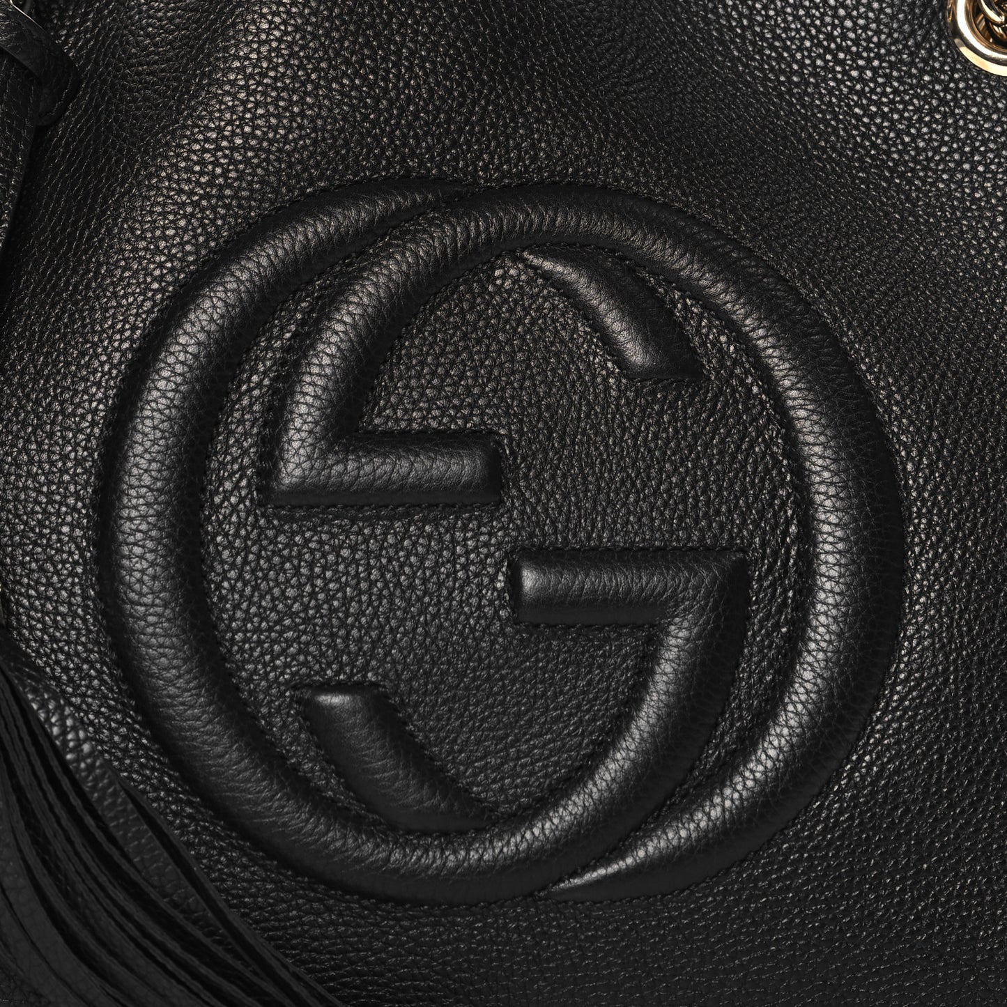 Pebbled Calfskin Medium Soho Chain Shoulder Bag Black