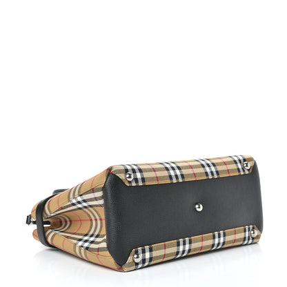 Burberry Goatskin Vintage Check Medium Banner Tote Black 3 of 11