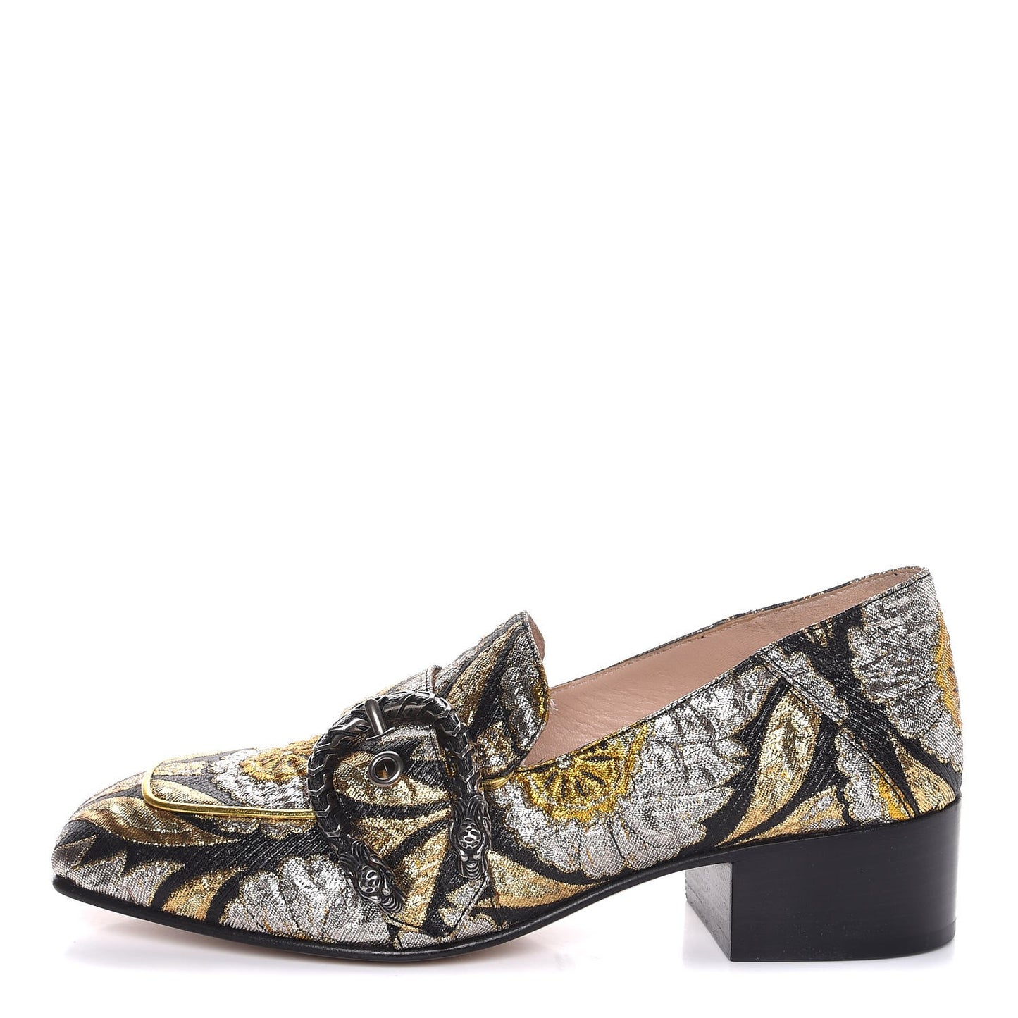 Brocade Floral Jacquard Dionysus Loafers 36 Black