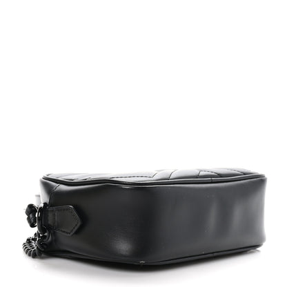 Gucci Calfskin Matelasse Monochrome Mini GG Marmont Chain Shoulder Bag Black 4 of 9