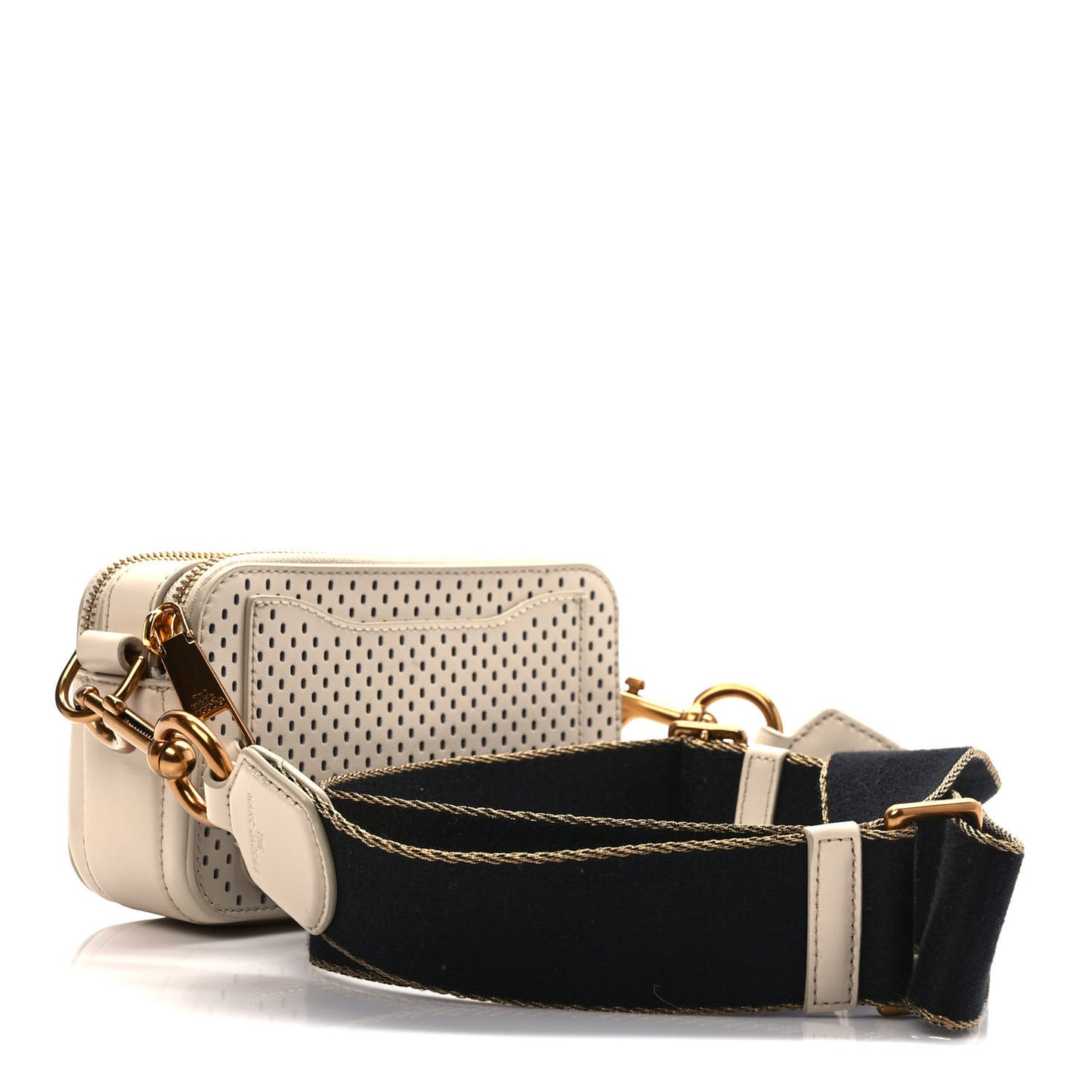 Perforated Calfskin Small Snapshot Camera Bag Tapioca