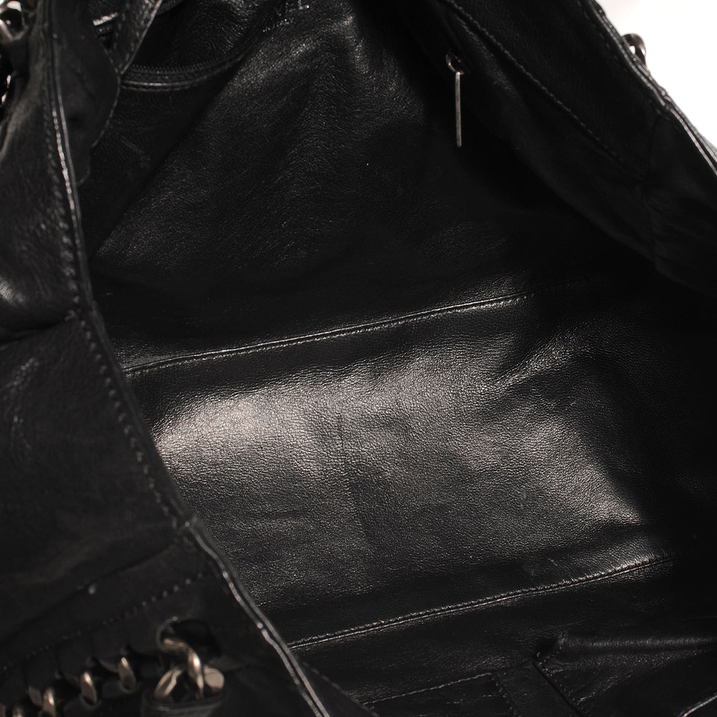 Leather Luxe Ligne Modern Chain Tote Black