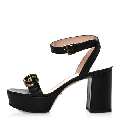 Gucci Calfskin GG Marmont Ankle Wrap 30/85mm Platform Sandals 36 Black 1 of 8
