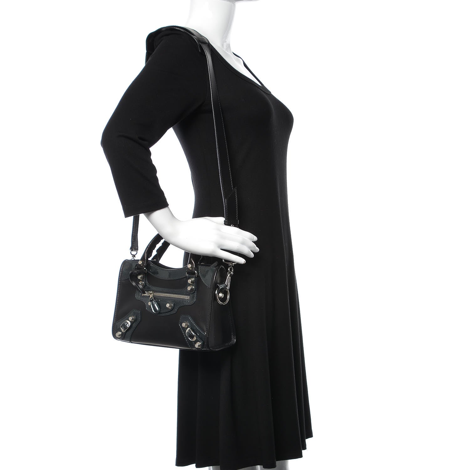 Balenciaga Smooth Calfskin Metallic Patent Giant 12 Silver Hardware Mini City Black Gris 2 of 9