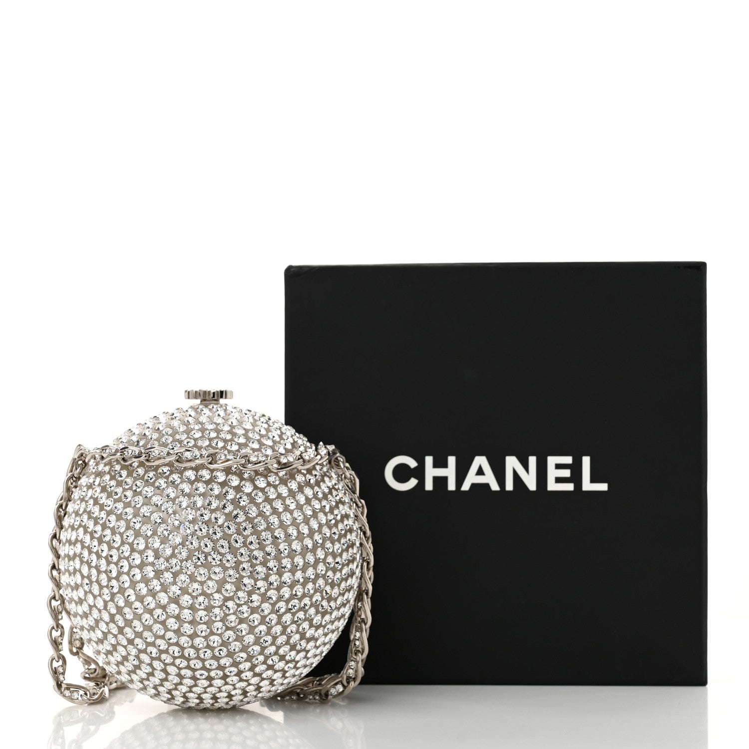 Chanel Plexiglass Strass CC Round Minaudiere Clutch Silver 10 of 10