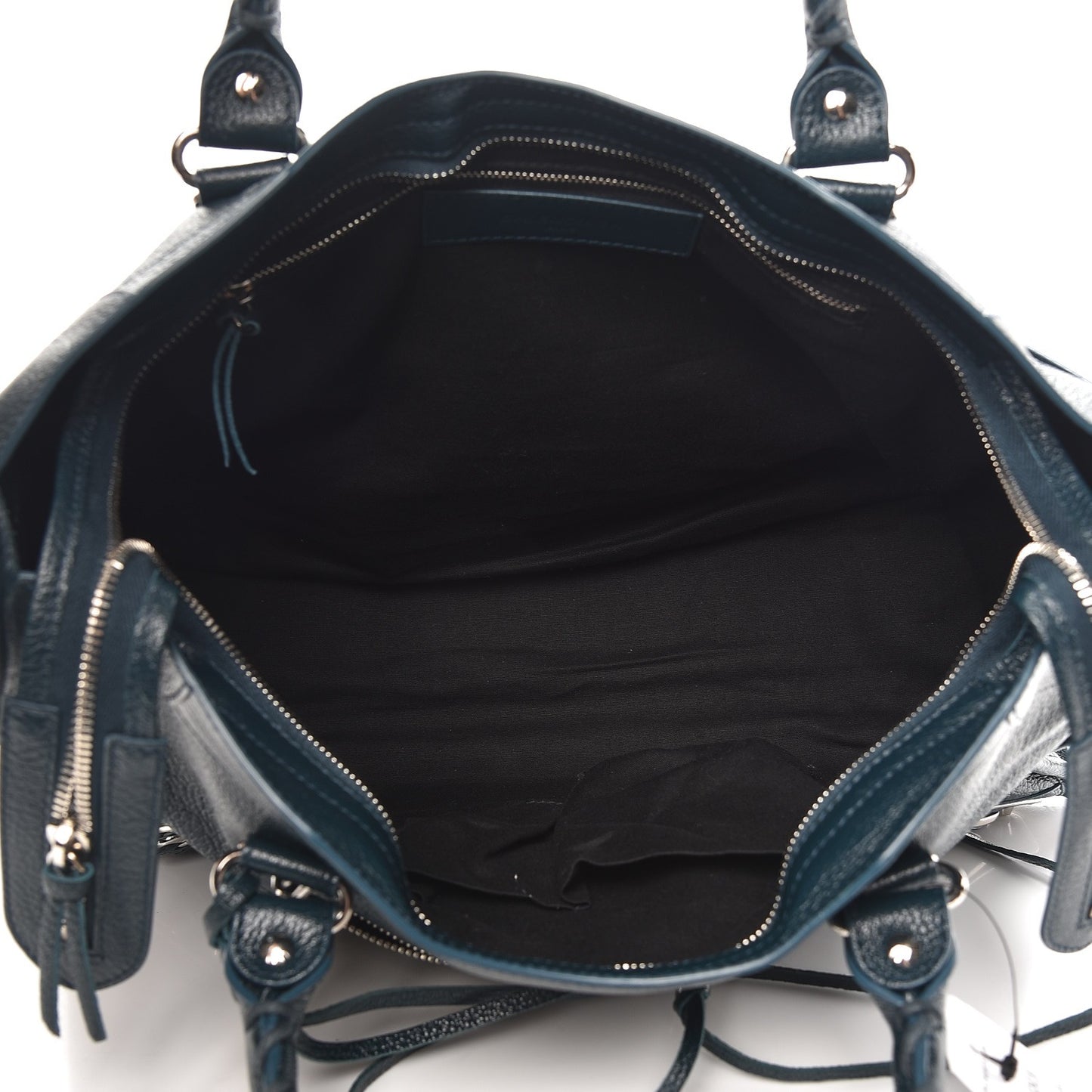 Chevre Silver Metallic Edge Hardware City Bleu Paon