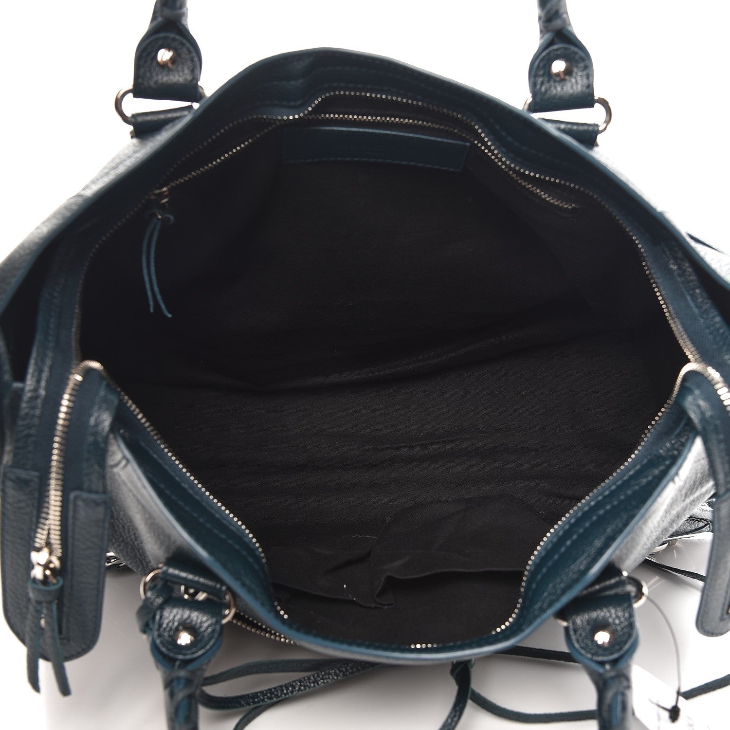 Balenciaga Chevre Silver Metallic Edge Hardware City Bleu Paon 6 of 8