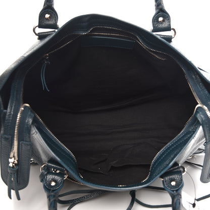 Balenciaga Chevre Silver Metallic Edge Hardware City Bleu Paon 6 of 8