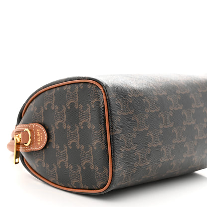 Celine Triomphe Canvas Calfskin Small Boston Bag Tan 8 of 9