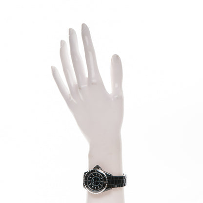 Chanel Stainless Steel Ceramic Diamond 33mm J12 Quartz Watch Black 2 of 5