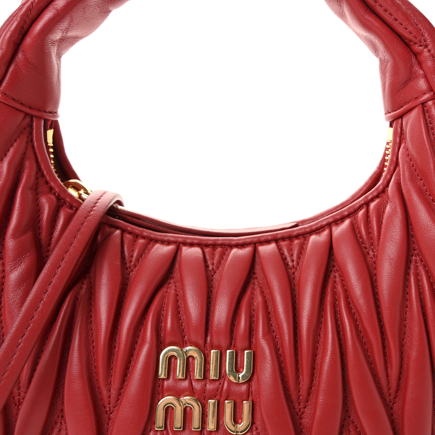 Miu Miu Nappa Matelasse Small Wander Hobo Rosso 7 of 9