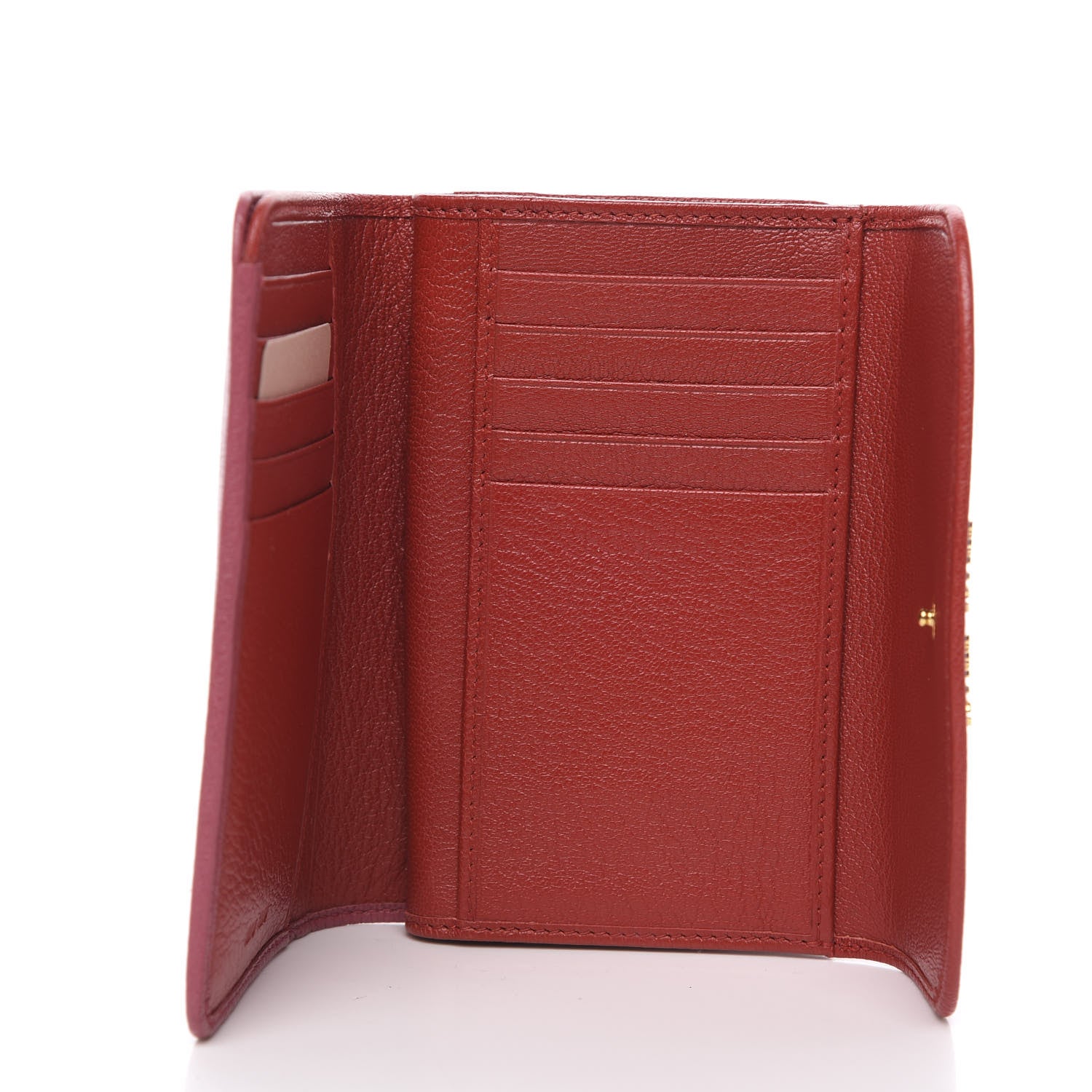 Miu Miu Goatskin Madras Bicolor Flap Wallet Fuoco Bruyere 5 of 6