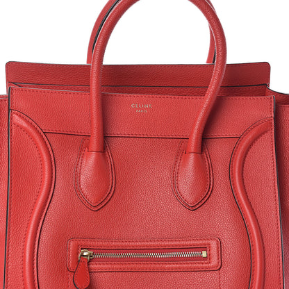 Celine Drummed Calfskin Mini Luggage Coquelicot 7 of 9