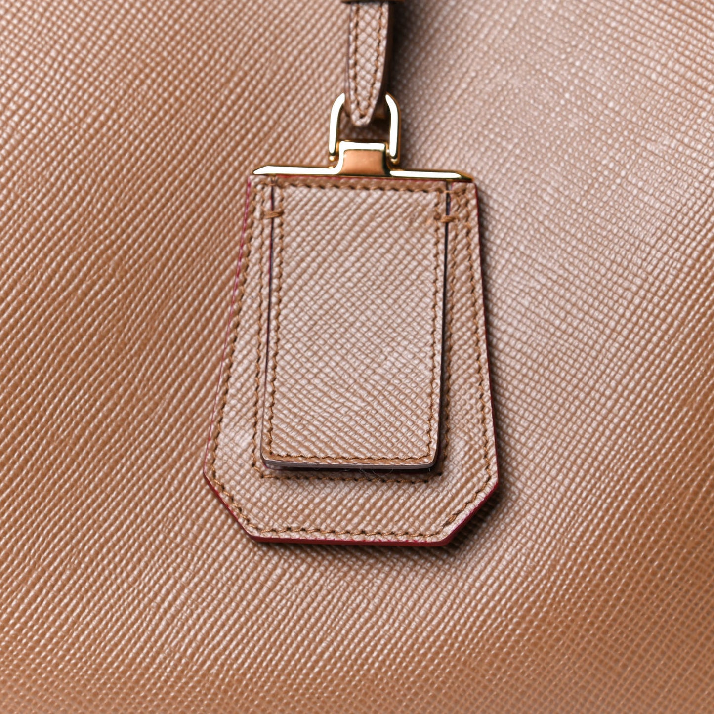 Saffiano Cuir Medium Double Handle Bag Caramel Fuoco