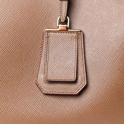 Prada Saffiano Cuir Medium Double Handle Bag Caramel Fuoco 11 of 13