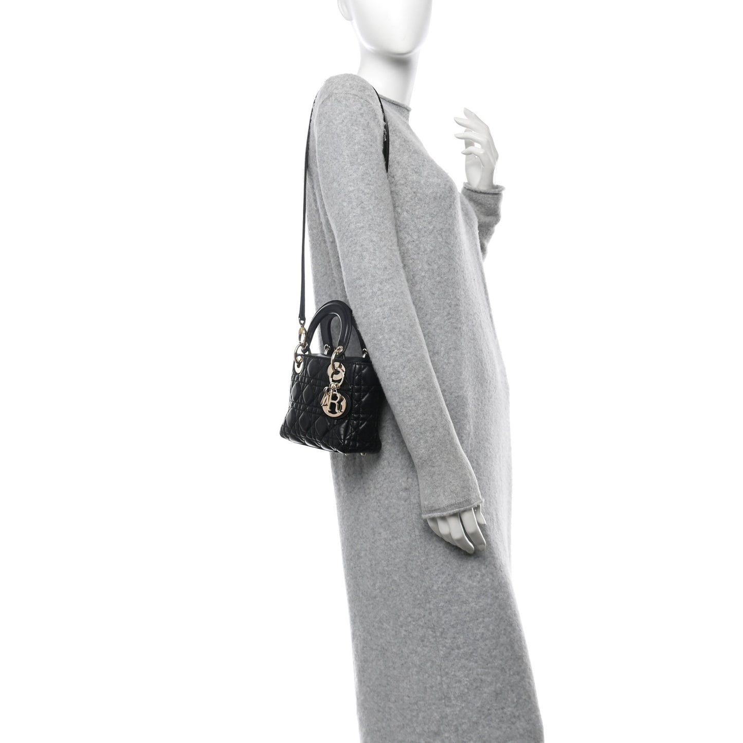 Lambskin Cannage Mini Lady Dior Black