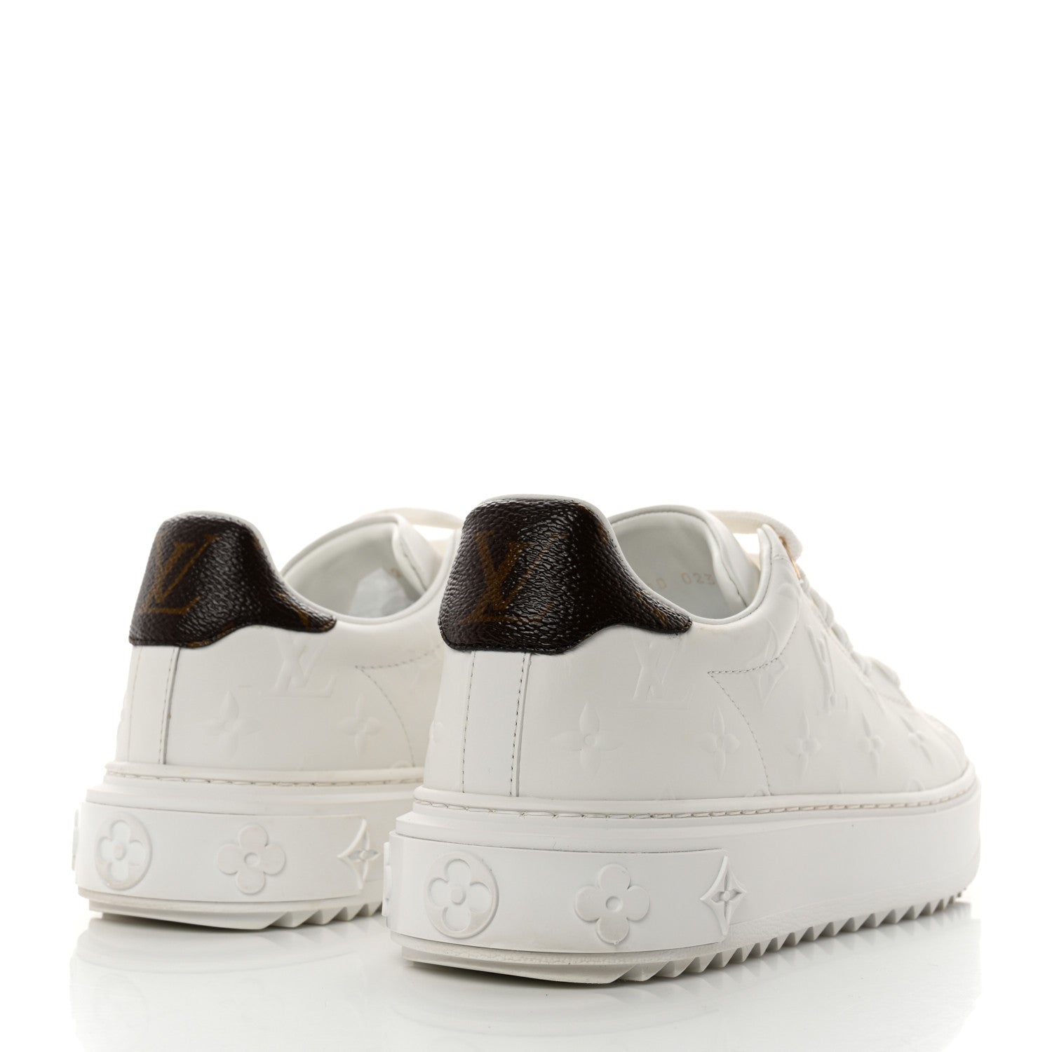Louis Vuitton Lambskin Embossed Monogram Time Out Sneakers 36.5 White 4 of 8