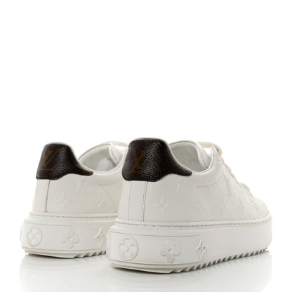 Louis Vuitton Lambskin Embossed Monogram Time Out Sneakers 36.5 White 4 of 8