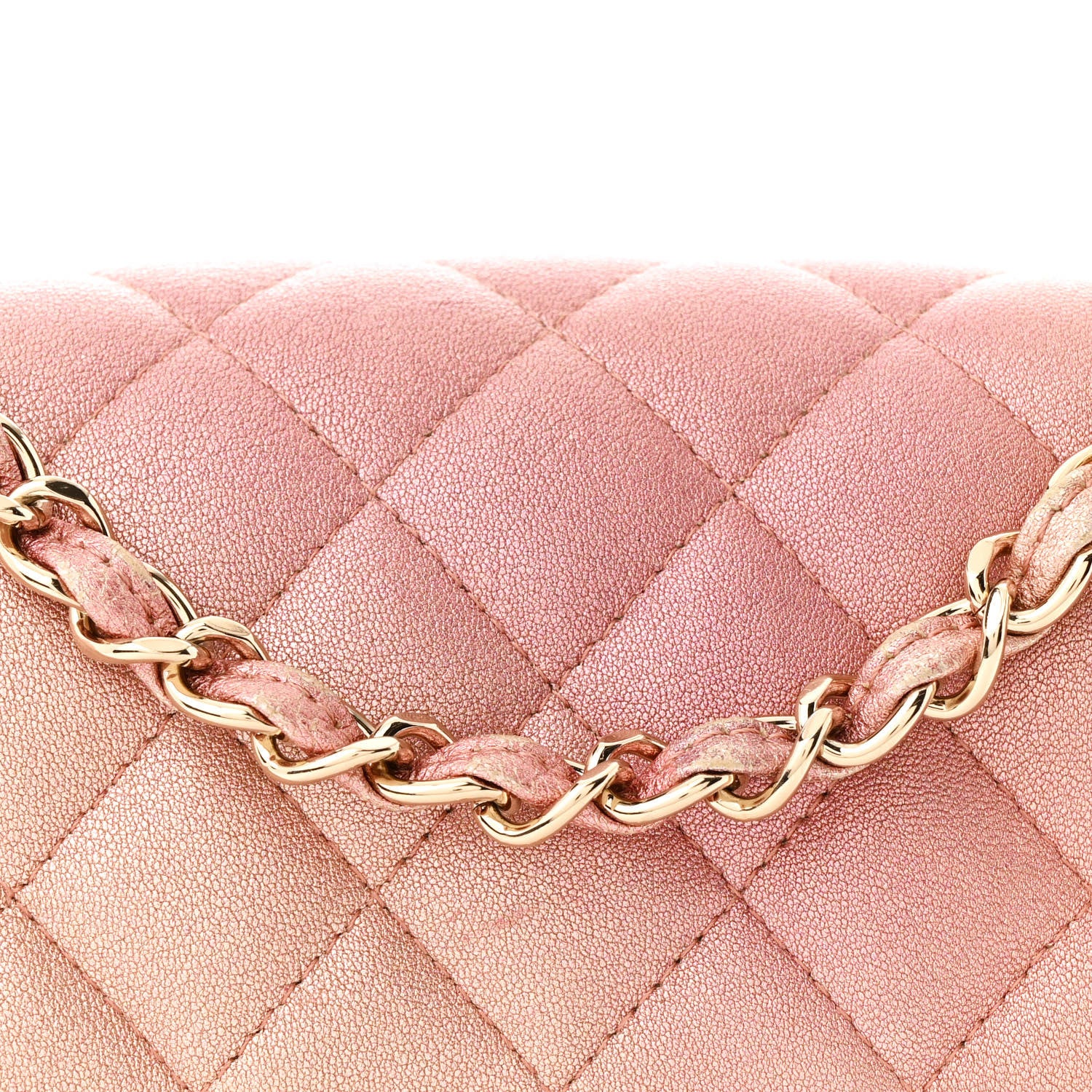 Chanel Metallic Lambskin Quilted Ombre Mini Rectangular Flap Pink 8 of 13