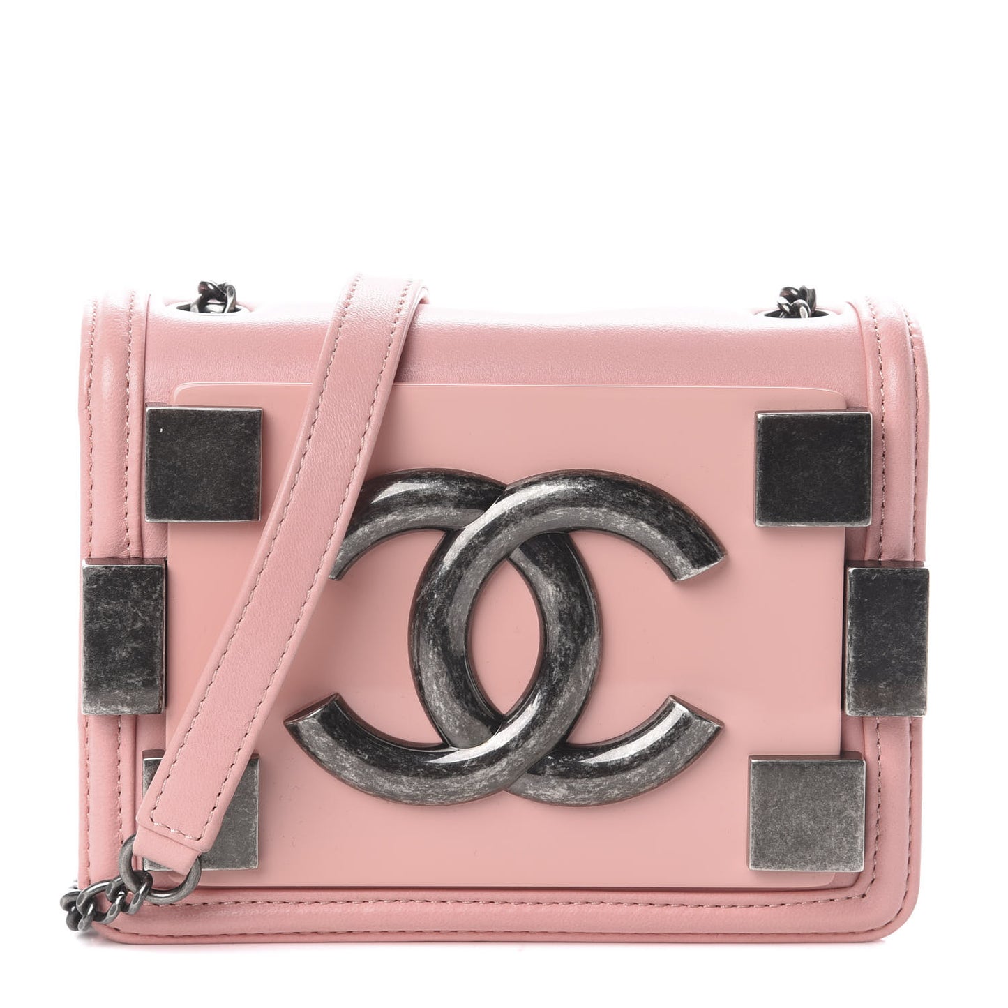 Lambskin Plexiglass Boy Brick Flap Pink