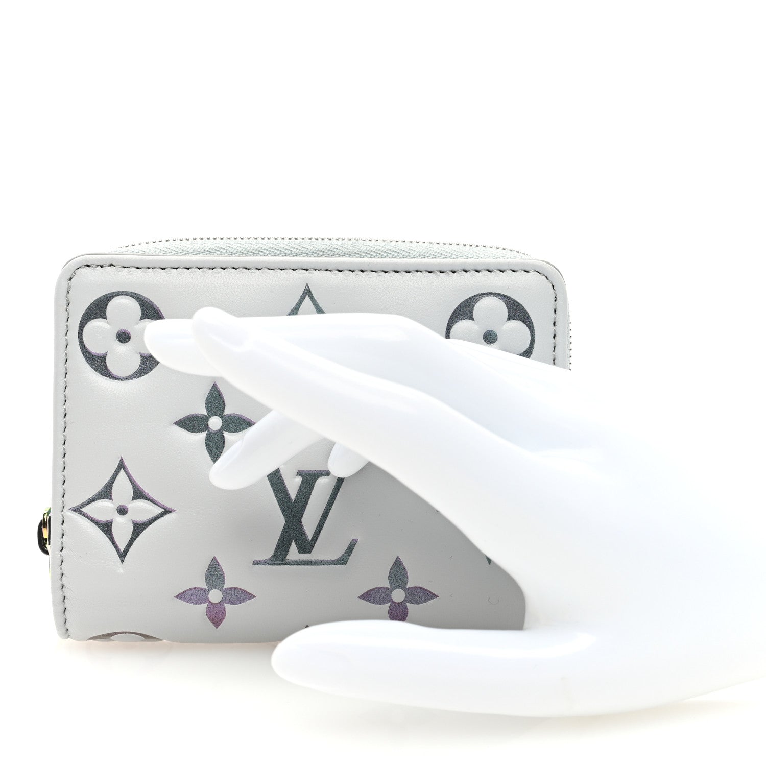 Louis Vuitton Lambskin Embossed Monogram LV Ski Lou Coussin Wallet Gray 2 of 6
